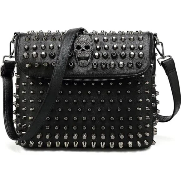 Studded Skull Bag for Women, Vegan Leather Punk Rock Rivet Backpack Amazon.com: YOUNXSL Women Skull Rivet Backpack Purse Fashion  main image 4